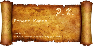 Ponert Karsa névjegykártya